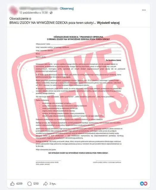 Fałszywe oświadczenia w szkołach? MSWiA i MEN ostrzegają przed dezinformacją