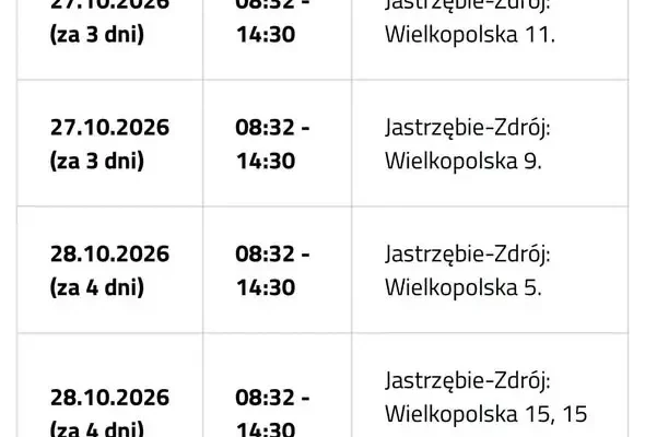 Przerwy w dostawie prądu w Jastrzębiu-Zdroju na ulicy Wielkopolskiej